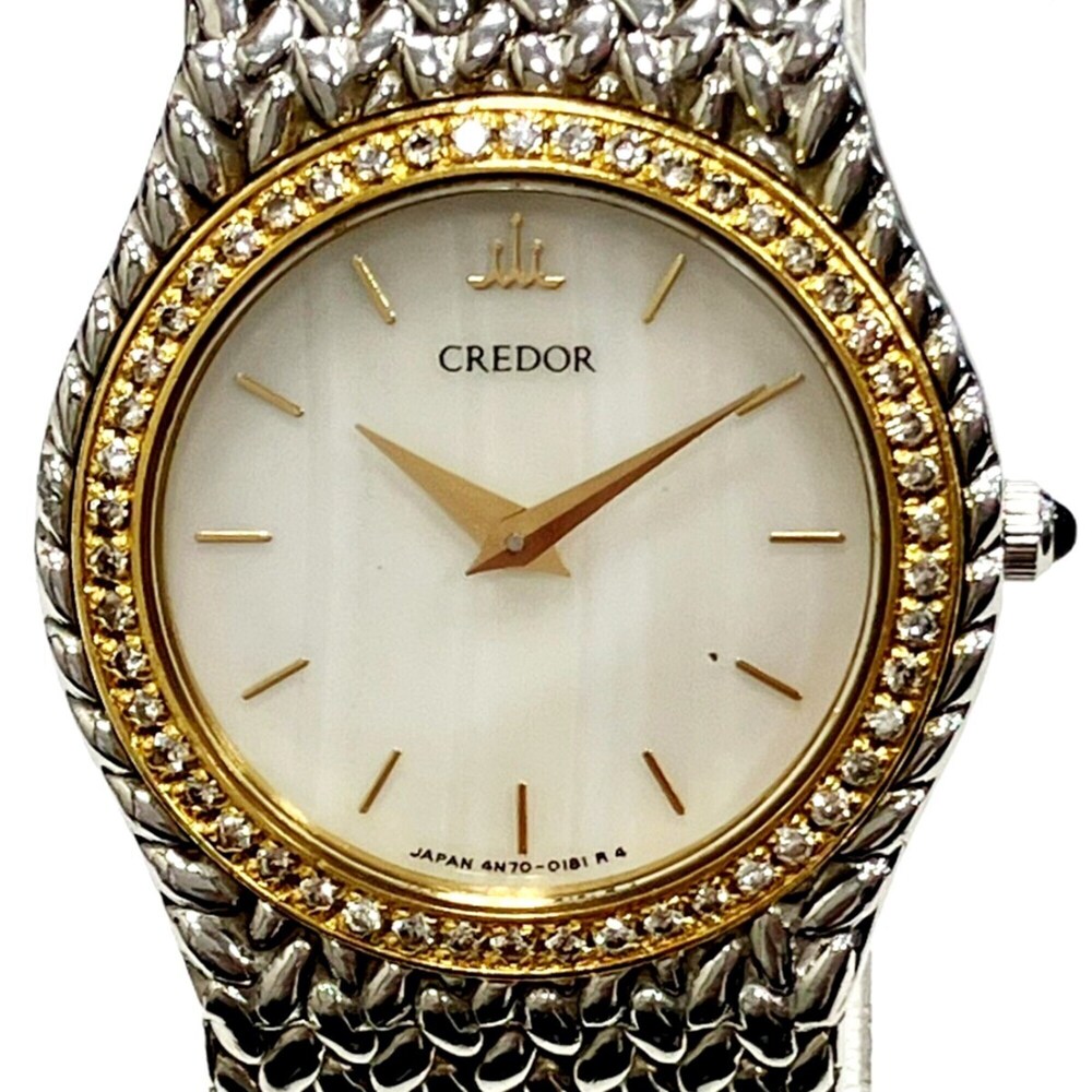 Seiko Credor watch, total weight 48g, stainless steel, quartz movement, white...